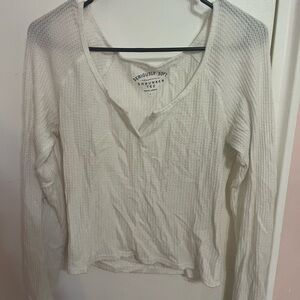Aeropostale Cream Ribbed Fitted Blouse